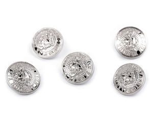Nasturi metalici premium cu picioruș, cu stemă heraldică - Mărimea 24L (15 mm) pentru sacouri, jachete și paltoane