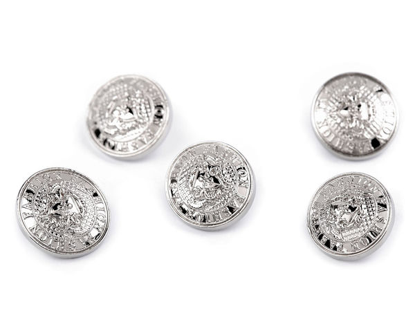 Nasturi metalici premium cu picioruș, cu stemă heraldică - Mărimea 24L (15 mm) pentru sacouri, jachete și paltoane