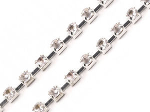Lanț premium cu strasuri tip cupă - Lățime 2.9mm (SS12) - Galon cu monturi articulate pentru haute couture și accesorii
