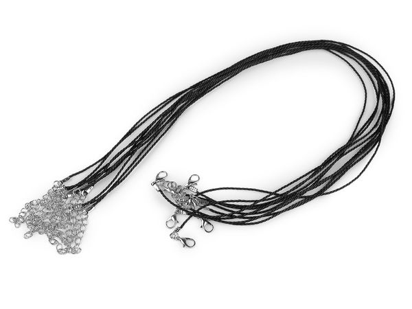 Șnur răsucit negru pentru coliere, cu închizătoare carabină reglabilă (45 cm) - Șnur premium pentru pandantive, ideal pentru crearea de bijuterii handmade
