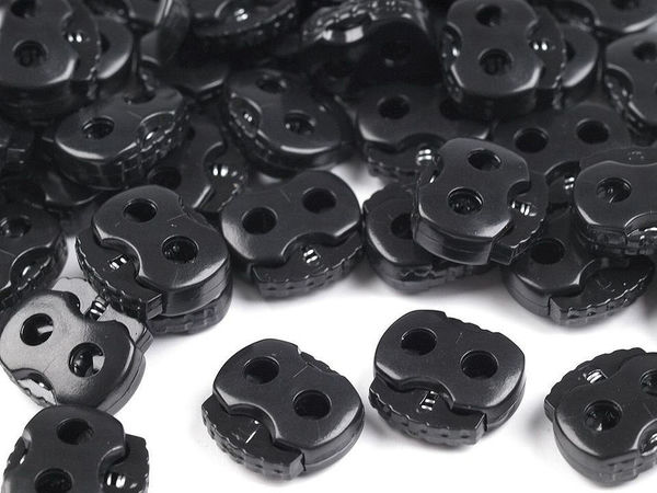 Opritoare mici de șnur cu 2 orificii, cleme din plastic rezistent de 15x15 mm pentru strângere șnururi