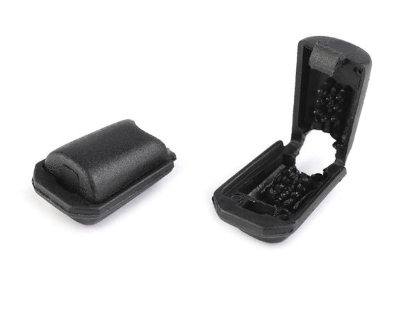 Capăt de șnur din plastic negru (11x16mm) - Opritor reutilizabil pentru hanorace, jachete și echipament sportiv