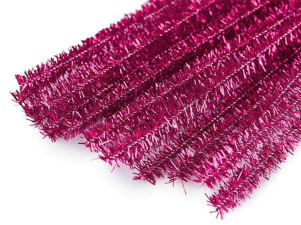 Sârmă plușată modelabilă premium cu lurex metalizat - Tije chenille strălucitoare de 6mm x 30cm pentru proiecte creative și decorațiuni festive