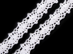 Dantelă premium din bumbac de 12 mm, cu ciocănele, pentru borduri și inserții