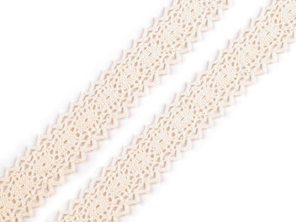 Dantelă premium din bumbac pe bobină (23mm) - Panglică decorativă cu model pentru galanterie și lucru manual