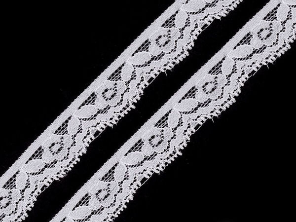 Bandă de dantelă elastică premium - lățime 20 mm, rolă 25 m - panglică rezistentă din poliamidă pentru haine, lenjerie intimă și proiecte creative