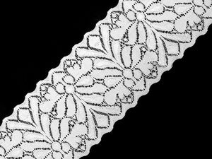 Dantelă elastică premium cu model floral - Bandă cu lățimea de 80 mm pentru haine, lenjerie și decorațiuni interioare