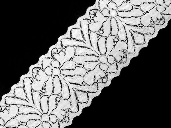 Dantelă elastică premium cu model floral - Bandă cu lățimea de 80 mm pentru haine, lenjerie și decorațiuni interioare