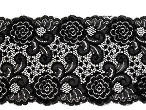 Bandă din dantelă elastică premium cu model floral (15 cm) | Panglică elegantă de galanterie pentru lenjerie, articole vestimentare și bentițe