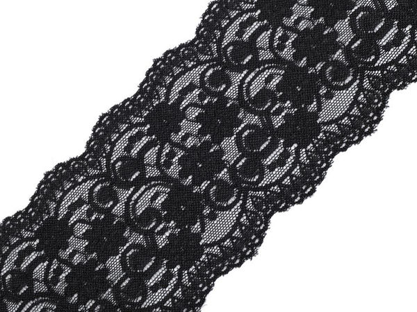 Bandă din dantelă elastică premium (lățime 10 cm) - Model floral elegant pentru articole vestimentare, lenjerie și lucru manual