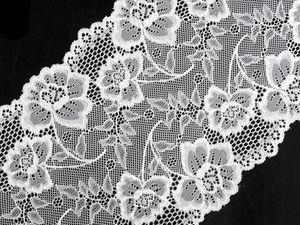 Dantelă elastică florală premium de 18.5cm pentru îmbrăcăminte și galanterie