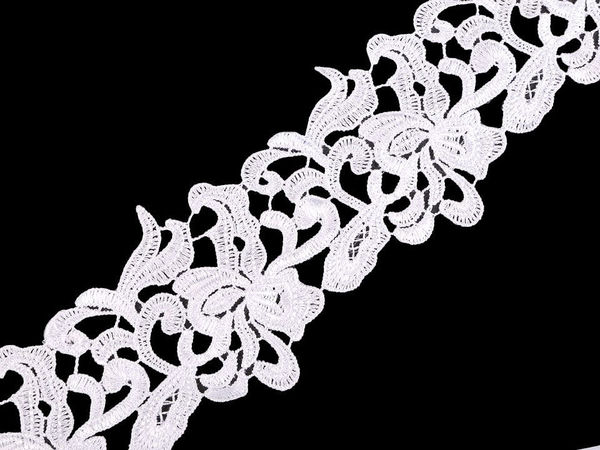 Dantelă ghipură brodată premium (70-75mm) – Bordură florală ornamentală elegantă pentru croitorie, confecții vestimentare și decorațiuni interioare