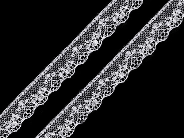 Panglică de dantelă premium din poliamidă (nailon) de 18 mm - Dantelă sintetică elegantă cu margine curbată pentru cusut, articole vestimentare și decorațiuni interioare