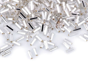 Mărgele tubulare răsucite din sticlă de Cehia Preciosa, 4.5 mm - Mărgele premium cu interior argintat, pachet de 20g