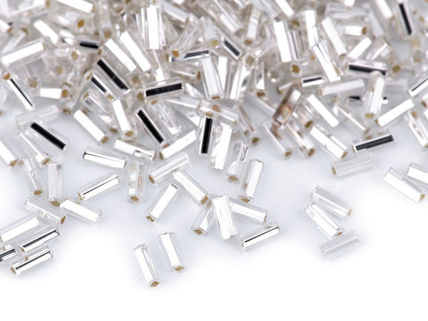 Mărgele tubulare răsucite din sticlă de Cehia Preciosa, 4.5 mm - Mărgele premium cu interior argintat, pachet de 20g