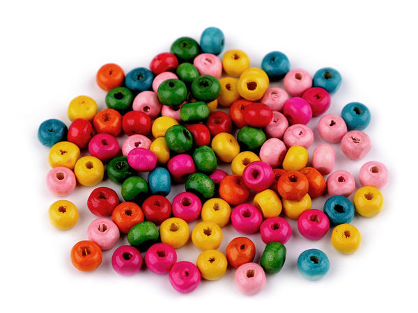 Mărgele premium din lemn lăcuit - Mărgele rotunde din lemn pictat de 6 mm pentru lucru manual, mix asortat (pachet de 10g)