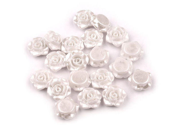 Mărgele în formă de trandafir cu aspect perlat și orificiu de prindere (13 mm) – Accente florale elegante pentru crearea de bijuterii, proiecte craft și cusut