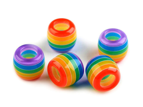 Mărgele decorative elegante din plastic cu dungi (10x12mm) - Mărgele cu orificiu mare de înșirare pentru bijuterii și lucru manual