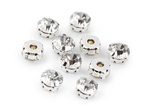 Pietre de cusut cu gheruțe în montură metalică - Chaton de cristal Ø10mm pentru haine și accesorii