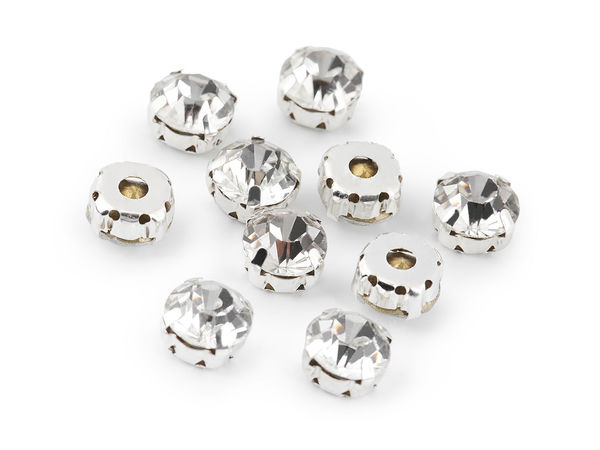 Pietre de cusut cu gheruțe în montură metalică - Chaton de cristal Ø10mm pentru haine și accesorii