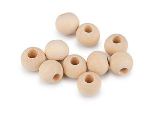 Mărgele rotunde premium din lemn natural nefinisat, 20mm (Ø20) cu gaură mare pentru lucru manual și macrame