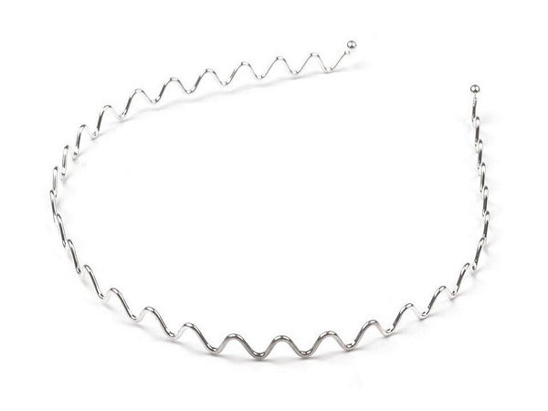 Bază metalică ondulată premium pentru bentițe, accesorii de păr DIY, Argintiu deschis - 1,5 mm