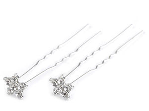 Ac de păr elegant tip floare cu strasuri și perlă centrală (11mm) - Cristal