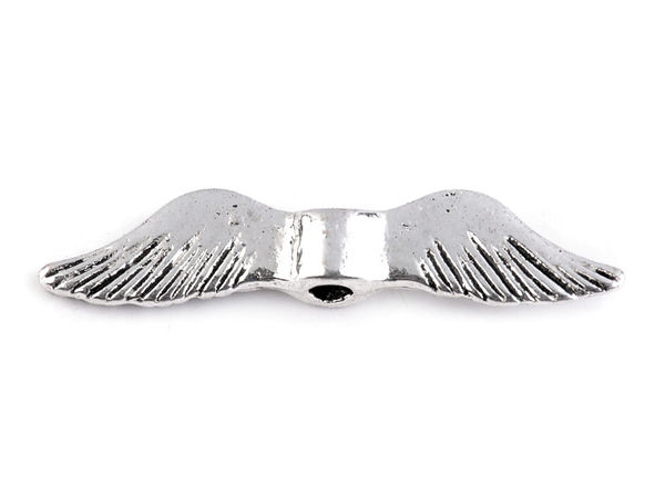 Mărgele distanțiere metalice premium în formă de aripi de înger, cu două fețe (5x24mm), pentru design de bijuterii, îmbrăcăminte și accesorii