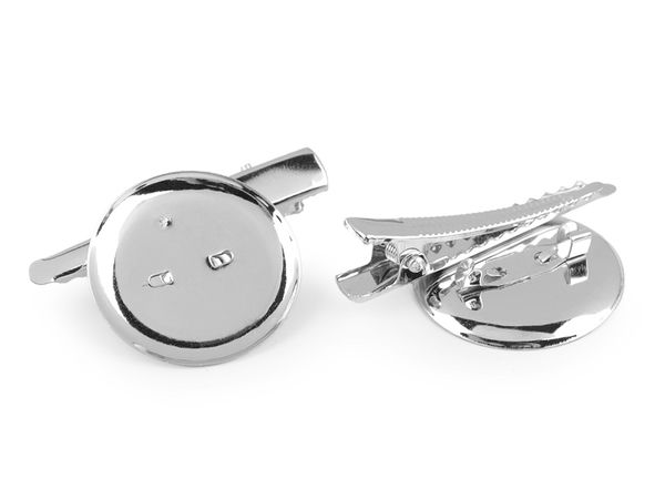 Bază universală de broșă cu funcție dublă, ac și clips crocodil, 30 x 47 mm - Componentă premium platinată pentru bijuterii DIY