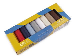 Set de ațe de cusut din poliester premium Aspo 120 - 10 x 100m, Mix de culori asortate