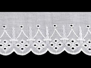 Dantelă Broderie Anglaise Madeira Premium din Poliester Albă - 75mm