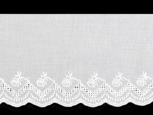 Dantelă albă elegantă din bumbac tip broderie spartă - Bandă de dantelă Madeira de 11 cm cu trandafiri brodați pentru cusut și lucru manual