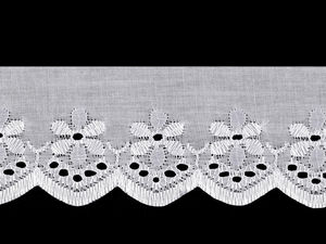 Dantelă premium Broderie Anglaise Madeira - Panglică brodată florală de 50 mm