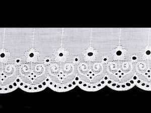 Dantelă albă premium din poliester Broderie Anglaise Madeira - 65mm