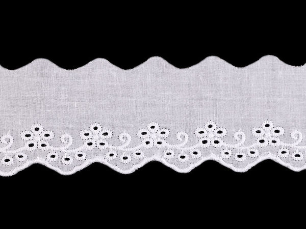Bandă din dantelă de bumbac Broderie Anglaise (40mm) – Dantelă premium Madeira alb natur