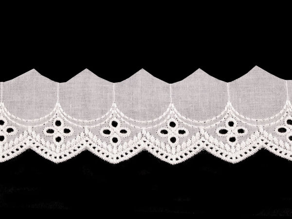Dantelă din bumbac Broderie Anglaise Madeira Premium, Crem - Broderie spartă și margine festonată de 45 mm
