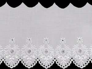 Dantelă albă premium Broderie Anglaise Madeira - Panglică cu broderie perforată de 22 mm pentru cusut, îmbrăcăminte și decorațiuni interioare