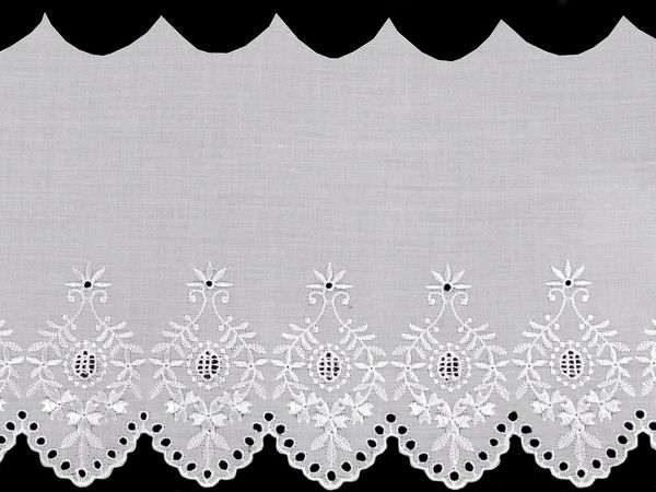 Dantelă albă premium Broderie Anglaise Madeira - Panglică cu broderie perforată de 22 mm pentru cusut, îmbrăcăminte și decorațiuni interioare