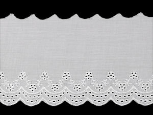 Dantelă premium Broderie Anglaise Madeira, lățime 11 cm - Alb