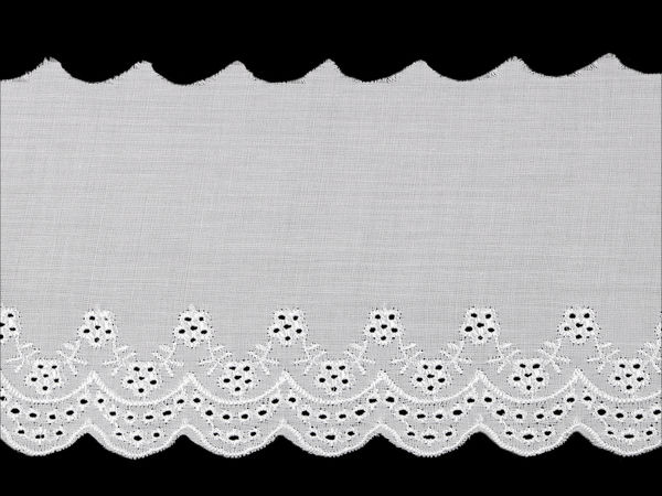 Dantelă premium Broderie Anglaise Madeira, lățime 11 cm - Alb