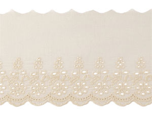 Dantelă premium din bumbac cu broderie anglaise Madeira - Lățime 13 cm