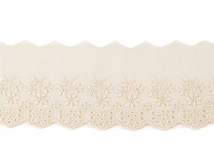 Bordură de dantelă premium din bumbac Broderie Anglaise Madeira, lățime 80 mm, broderie spartă