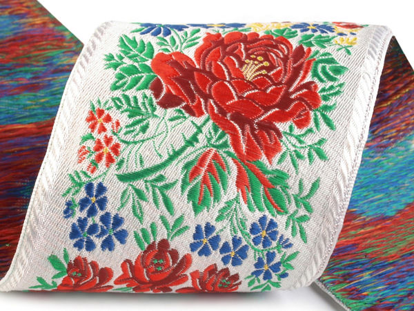 Panglică jacquard premium cu motive populare - Lățime 10 cm, Rolă 10 m