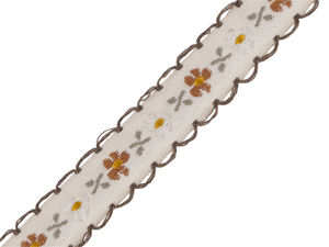 Panglică jacquard țesută premium de 17 mm, pasmanterie cu motive tradiționale (Ecru deschis)