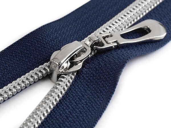 Fermoar premium spiralat din nailon nr. 7 detașabil cu dinți argintii, 65 cm
