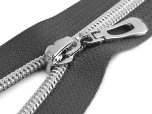 Fermoar premium spiralat din nylon nr. 7, detașabil, cu dinți argintii (75 cm) - Sistem de închidere foarte rezistent pentru jachete și genți sport