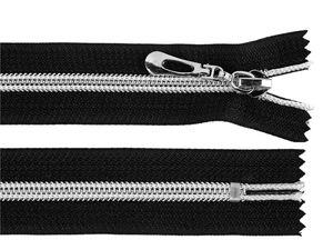 Fermoar spiralat premium nr. 7 din nylon (18 cm) cu dinți argintii și cursor autoblocant
