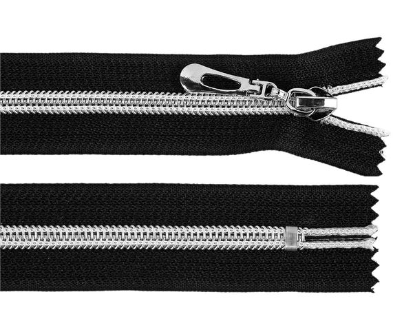 Fermoar spiralat premium nr. 7 din nylon (18 cm) cu dinți argintii și cursor autoblocant