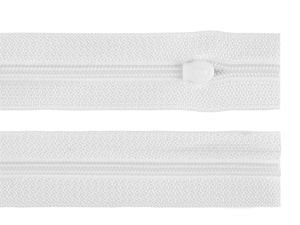 Fermoar spirală din nailon nr. 3 premium cu cursor, alb - Fermoar nefinisat de 65 cm pentru lenjerii de pat și perne