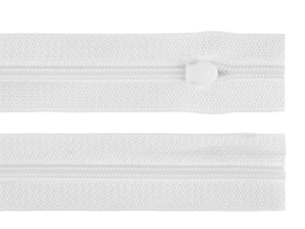 Fermoar spirală din nailon nr. 3 premium cu cursor, alb - Fermoar nefinisat de 65 cm pentru lenjerii de pat și perne